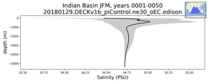 Indian Basin Salinity vs depth