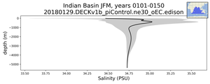 Indian Basin Salinity vs depth