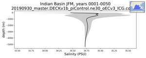 Indian Basin Salinity vs depth
